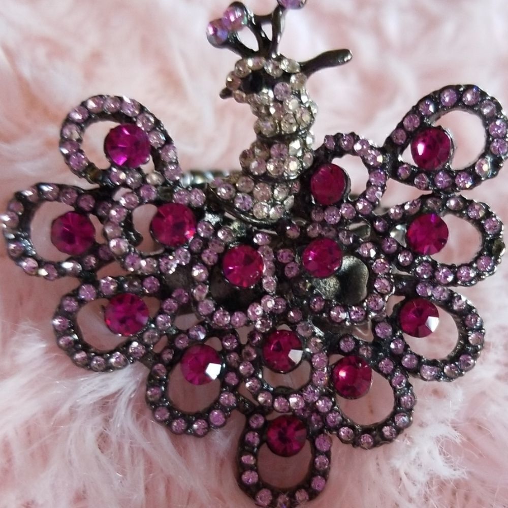 Peacock Blingy Rhinestone Ring